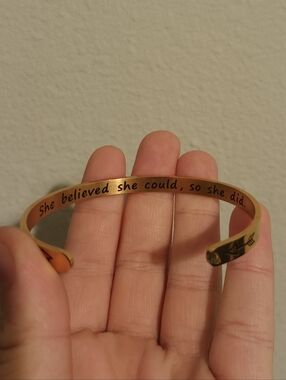 "She Believed She Could, So she Did" Golden Bracelet